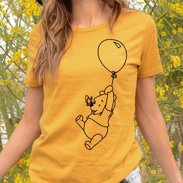 Winnie the Pooh Balloon T-Shirt, Pooh Flying Shirt, Disney World Vacation, Disneyland, Disney World, Women, Girls, Toddler, Screen Printed