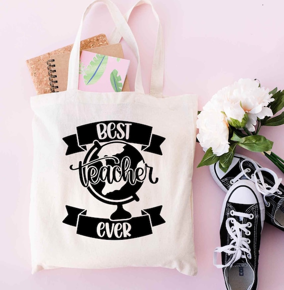 Best Teacher Ever Teacher s 100 Cotton Tote Bags Teachers Bags