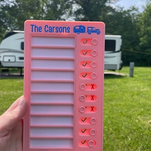 RV Checklist PINK Before Leaving (customizable), Camping Essentials, Visual Reminder