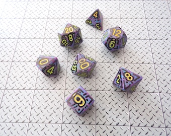 Epic - Artisan Videogame Inspired Dappled Granite Mica Resin Polyhedral Dice Set