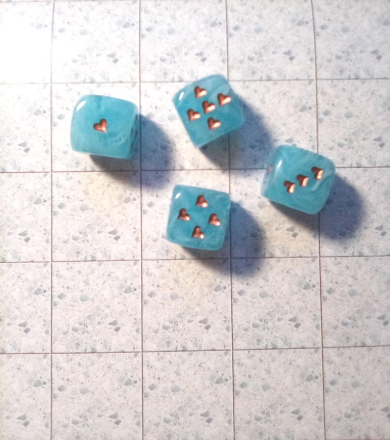 Whimsical Ethereal - Single 15mm Resin D6 with Copper Heart Pips image 2