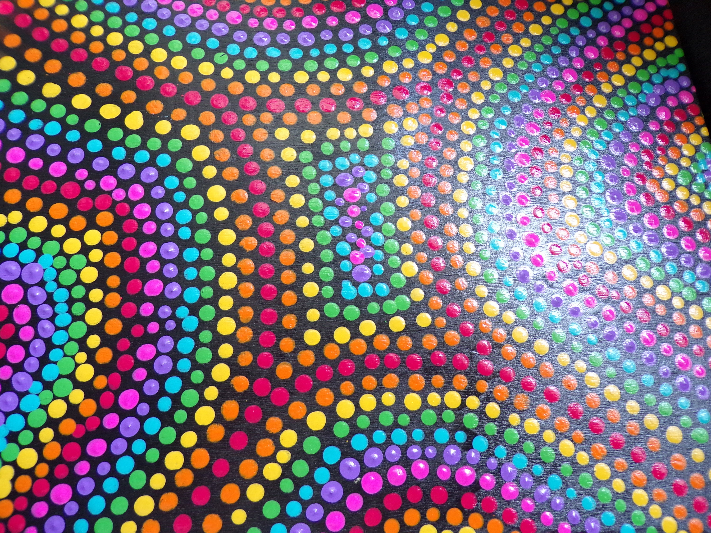 Groovy Freehand Pointillism Technique Wooden Tray With Soft Vegan Felt ...