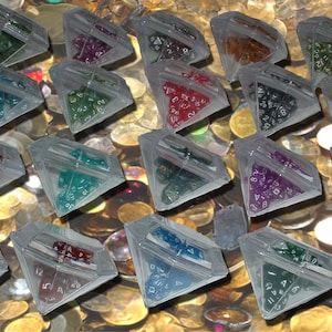 Classic Goblin Click-Clack Gems; Tiny Resin Polyhedral Dice Set w/Acrylic Gem Storage Case (Vault)