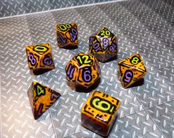 Legendary - Videogame Inspired Dappled Granite Mica Resin Polyhedral Dice Set