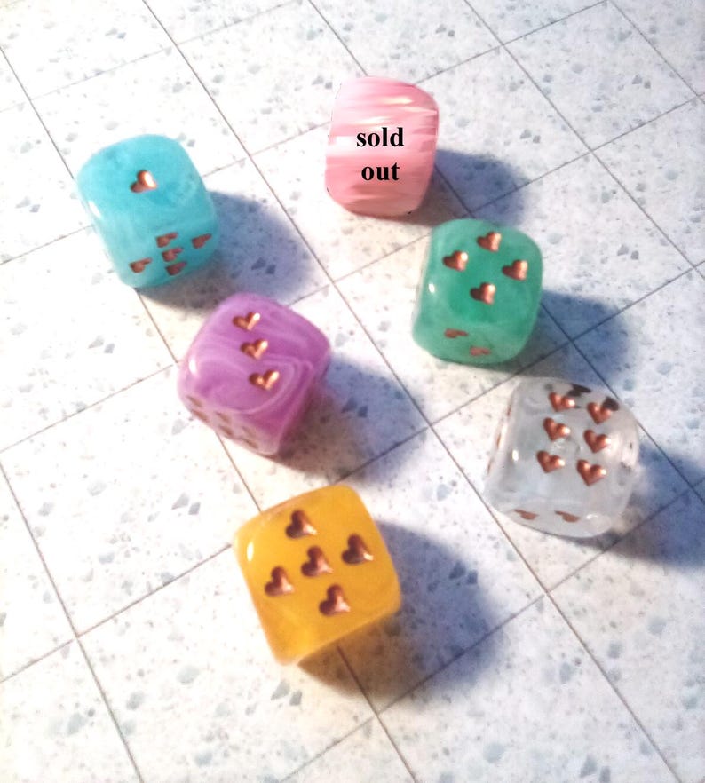 Whimsical Ethereal - Single 15mm Resin D6 with Copper Heart Pips image 1