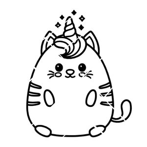 Cute Fluffy Caticorn Cat Unicorn SVG Cricut Cut File - Silhouette Cut File - INSTANT DOWNLOAD