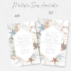 Beach Wedding Invitation Suite Template, Boho Invite, Under the Sea ...