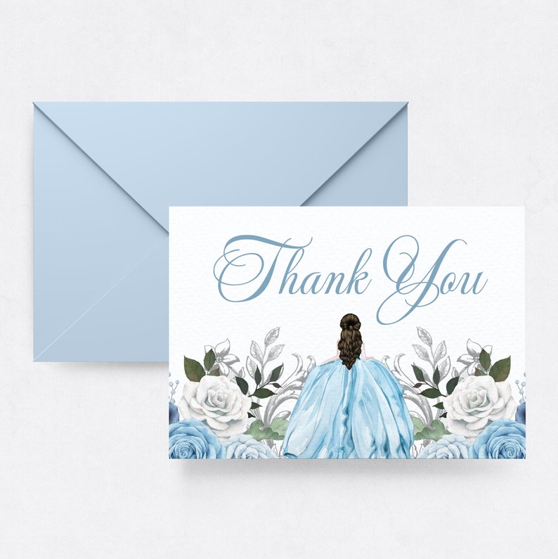 Quinceanera Thank You Card Template Royal Quince Watercolor Etsy