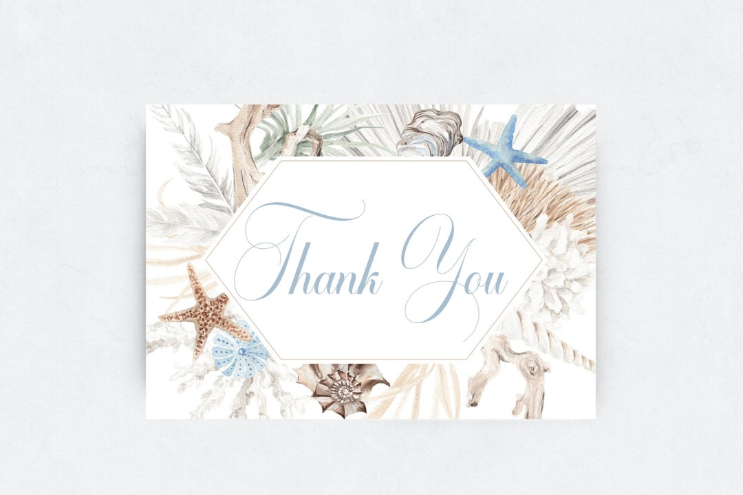 Beach Thank You Card Template, Thank You Note, Digital Card, Boho
