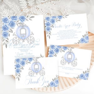 Baby Shower Invitation Suite, Editable Template, Books for Baby Card, Diaper Raffle Card, Canva