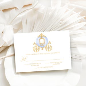 Carriage RSVP Card Canva Template, Printable, Watercolor, Royal Wedding, Victorian Regency, Once Upon a Time, Minimalist
