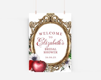 Snow White Welcome Sign, Editable Template, Fairytale Sign, Watercolor Sign, 8x10, 16x20, 18x24, Royal Bridal Shower
