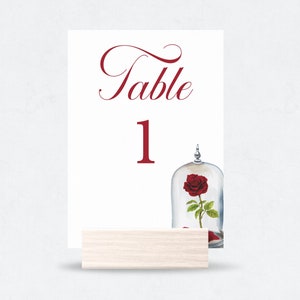 Beauty and the Beast Table Numbers, Editable Template, Enchanted Rose, Printable Table Decor