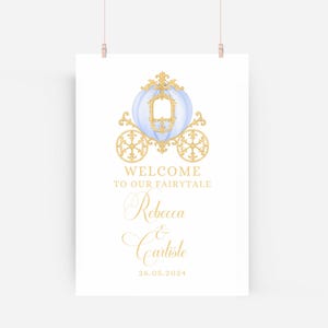 Carriage Welcome Sign, Canva Template, Editable Sign,  8x10, 16x20, 18x24 Instant Download, Watercolor, Victorian Regency, Once Upon a Time