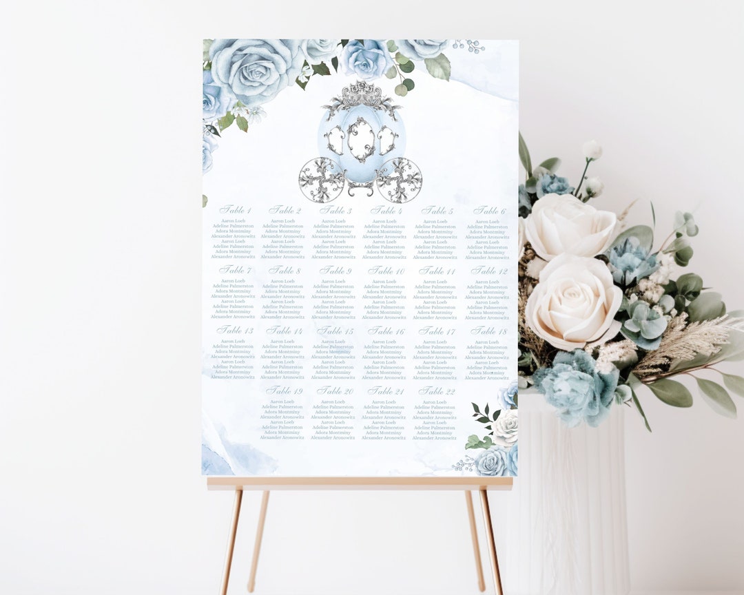 Cinderella Seating Chart Editable Template Rose Wedding Etsy
