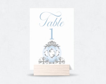 Cinderella Carriage Table Numbers, Editable Template, Printable Table Decor, Fairytale Princess