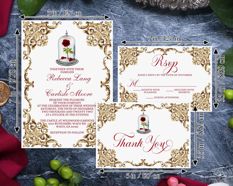Beauty and the Beast Wedding Invitation Suite Template - Etsy