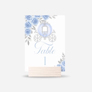 Carriage Table Numbers, Editable Template, Printable Table Decor, Fairytale Princess, Watercolor, Canva