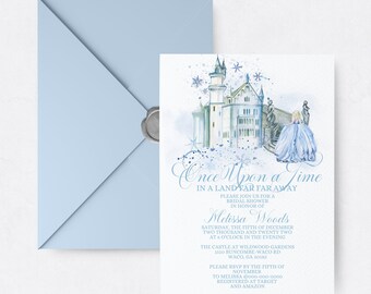 Cinderella Bridal Shower Invitation, Editable Template, Watercolor Invitation Printable, Fairytale Invite, Instant Download