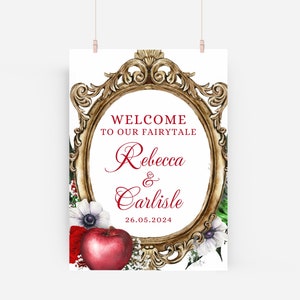 Snow White Welcome Sign, Editable Template, Fairytale Wedding Sign, Watercolor Sign, 8x10, 16x20, 18x24, Instant Download