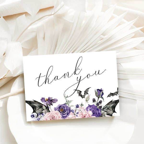 Halloween Thank You Card for Wedding, Digital Card, Gothic, Spooky DIY, Canva Template, Thank You Note Template