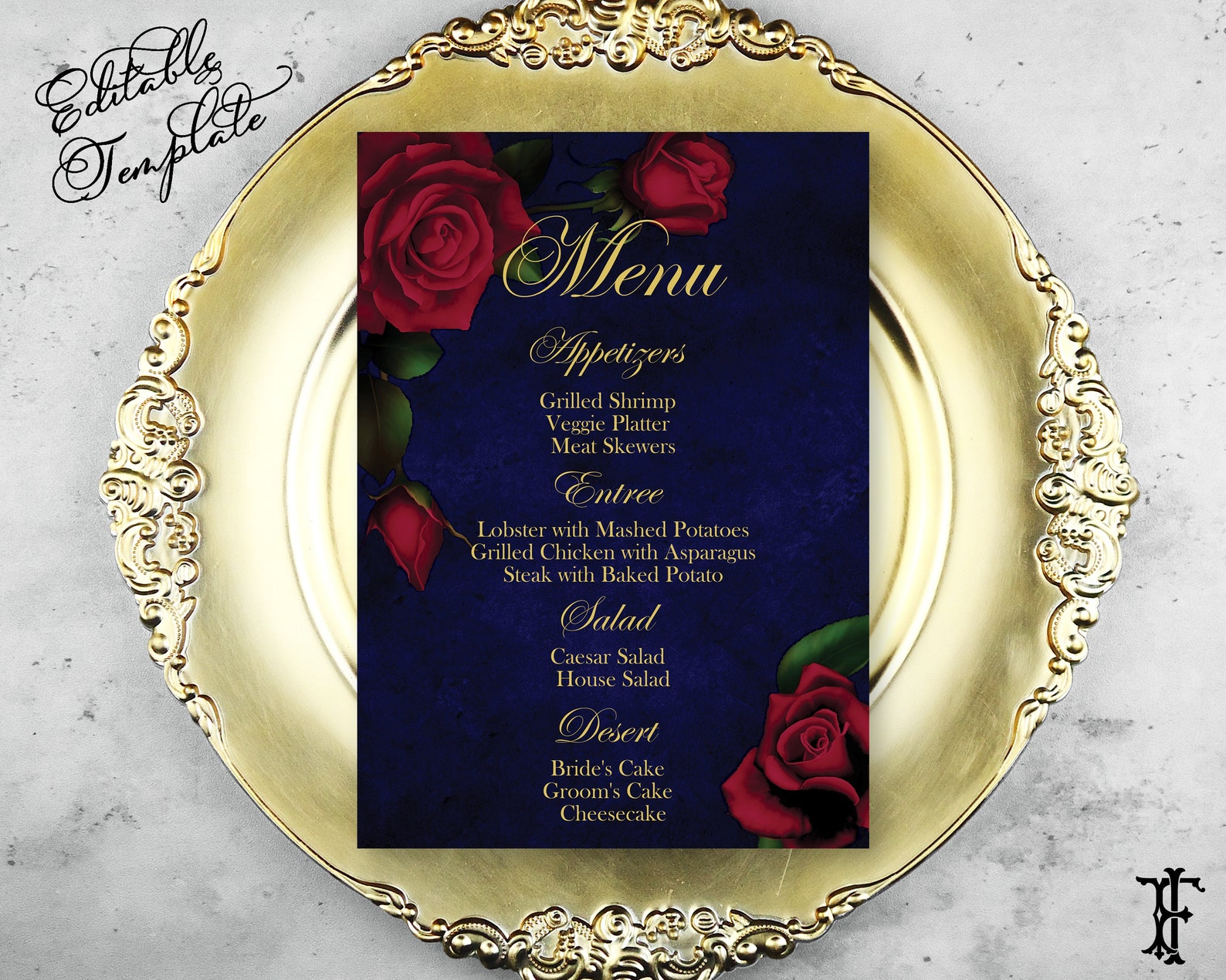 Beauty and the Beast 5x7 Wedding Menu Rose Menu Editable Etsy