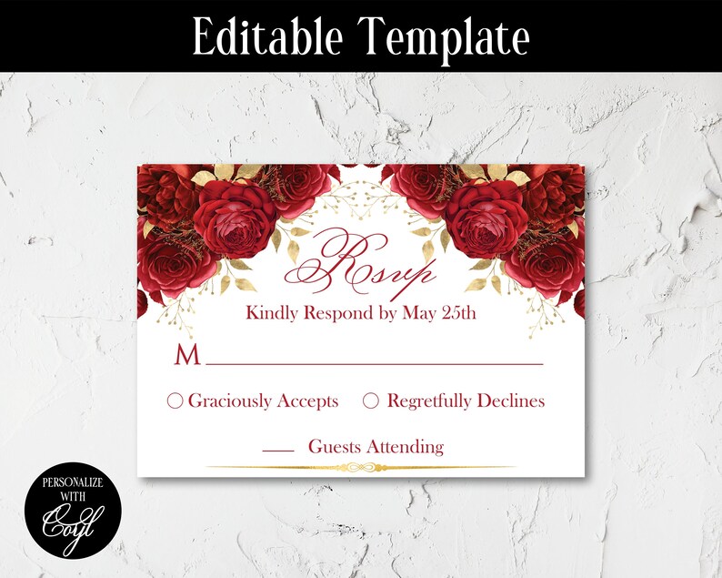 Quinceanera RSVP Card Editable Template Crown RSVP Card | Etsy