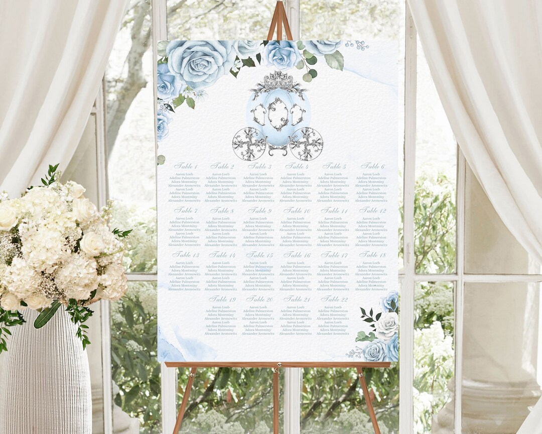 Cinderella Seating Chart Editable Template Rose Wedding Etsy