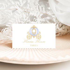 Modèle de toile pour marque-place carrosse, marque-places personnalisés à faire soi-même, aquarelle, conte de fées royal, décoration de table, régence victorienne, baroque