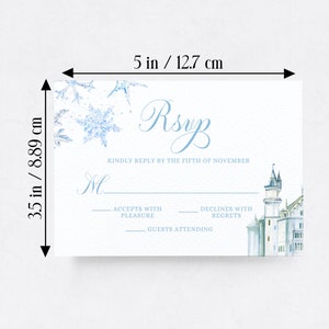 Cinderella RSVP Card, Editable Template, Watercolor Snowflake Card ...