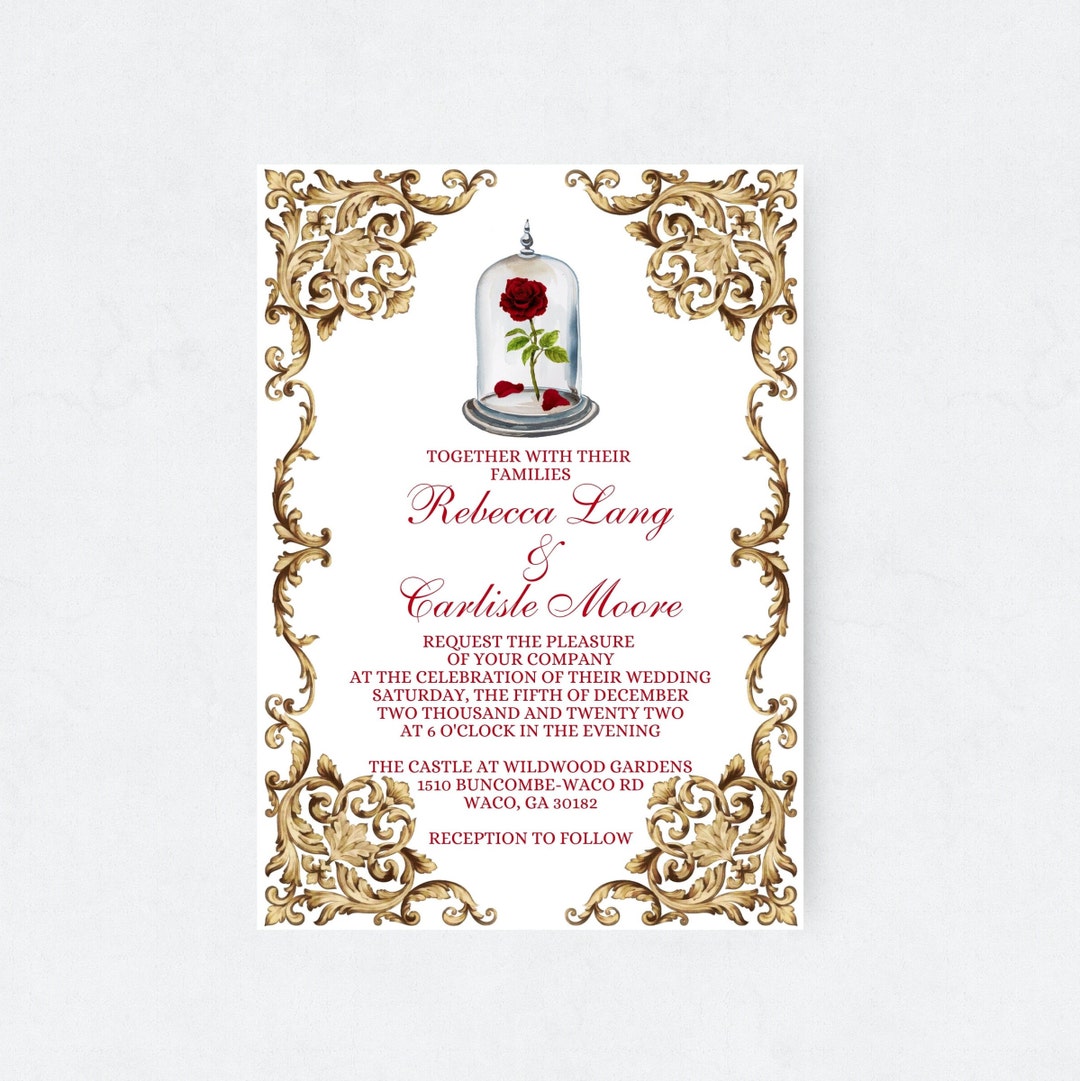 Beauty and the Beast Wedding Invitation Template Royal - Etsy