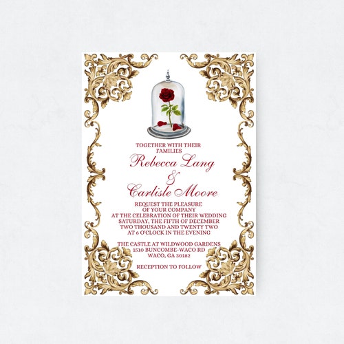 Beauty and the Beast Wedding Invitation Template Royal - Etsy