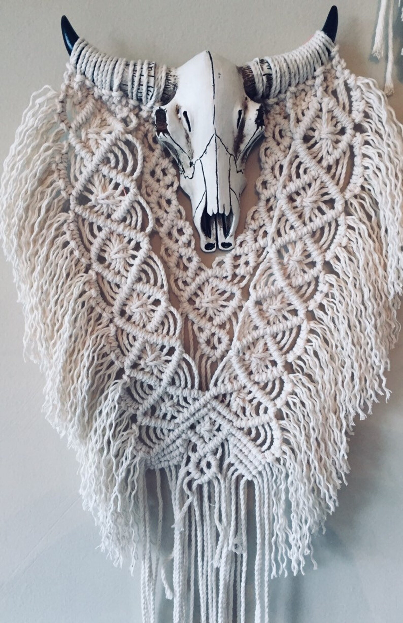 Macrame Faux Cow Skull Small Etsy