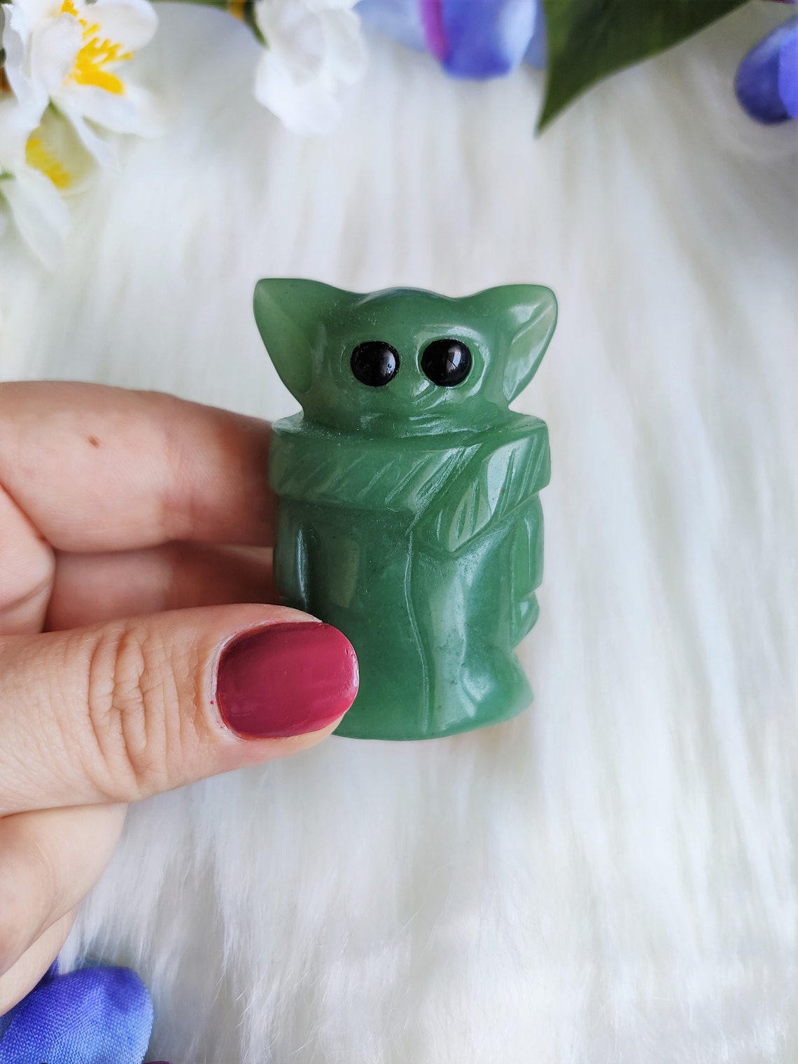 Natural Baby Yoda Carved Green Aventurine Green Baby Yoda L Etsy