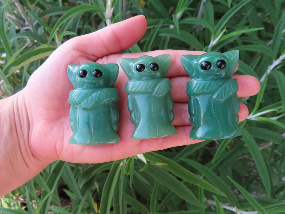 Natural Baby Yoda Carved Green Aventurine Green Baby Yoda L Etsy