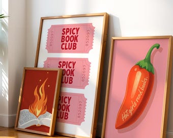 Láminas de arte mural "El Club del Libro Picante" - Decoración romántica obscena (Descarga digital)