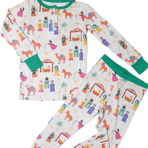 Pijamas navideños, Conjunto de pijamas, Conjunto de pijamas católicos, Católico, Niños católicos, Bebé católico, Niño católico, Pijamas de natividad
