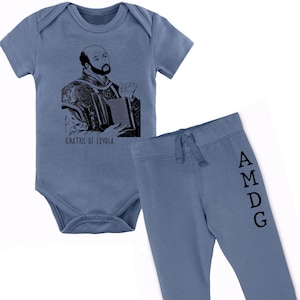 St.Ignatius of Loyola, Catholic apparel, Catholic kids, Catholic clothes, AMDG, For the greater glory of God,Baby shower gift,Catholic gift