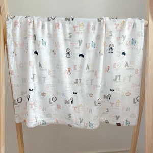 Adorable Alphabet Baby Blanket - Cozy Catholic Nursery Essential, Catholic baby blanket, Baptism gift, Communion gift, Catholic baby gift