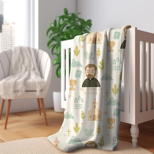Bl.Stanley Rother, Stanley rothe - Cozy Catholic Nursery Essential, Catholic baby blanket, Baptism gift, Communion gift, Catholic baby gift