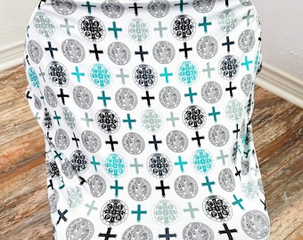 Benedict Medal Nursing Cover Set - Catholic Baby Shower & Baptism Gifts, Newborn gift, Bamboo, Soft