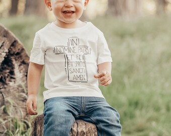 Organic Cotton Kids T-Shirt: Latin Sign of the Cross
