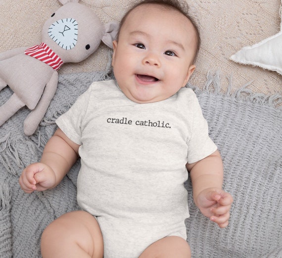 Cradle Catholic Christian Baby Shower Bodysuit Cradle Catholic Christian Baby Shower Bodysuit
