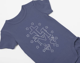 Miraculous Medal Baby Bodysuit: Organic Cotton Christian Gift