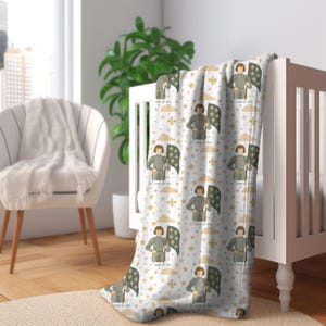 St.Joan of Arc, St.Joan of Arc Blanket - Cozy Catholic , Catholic baby blanket, Baptism gift, Communion gift, Catholic baby gift