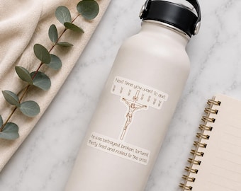 Catholic Jesus Vinyl Sticker: Water Bottle, Laptop Decal