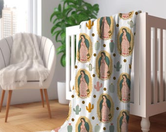 Our Lady of Guadalupe Minky Baby Blanket: Catholic Baptism Gift