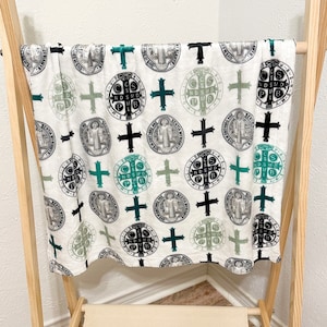 Catholic Baby Blanket featuring Benedict Medal - Ideal Gift for Baptism & Communion Baby blanket, Benedict medal blanket, Baptism gift