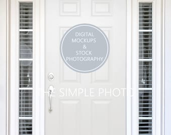 Weiße Tür Mockup, leere Tür Foto, schlichte weiße Tür, leere Tür, Foto der Tür, Kranz Mockup, Vinyl Aufkleber Mock Up, äußere weiße Tür