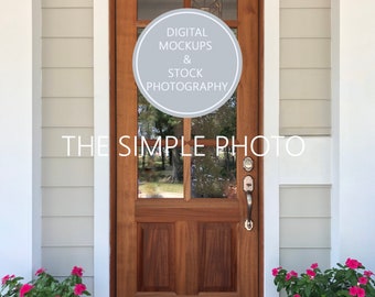 Holz Tür Mockup, leere Tür Foto, schlichte Außentür, leere Holztür, Foto der Tür, Kranz Mockup, Vinyl Aufkleber Mock Up, Außentür